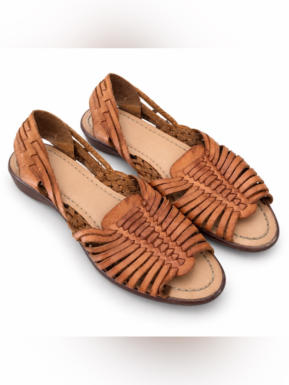 Vintage Rapallo Woven Genuine Leather Huarache Sandals in Tan